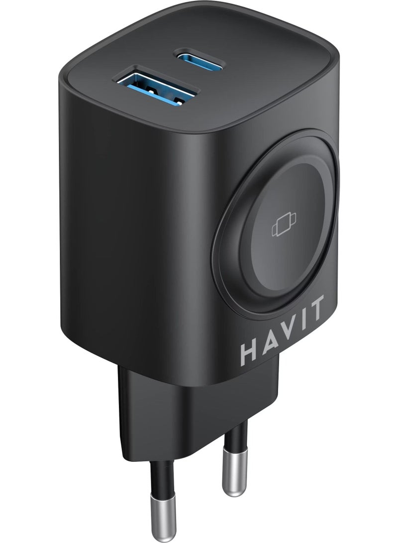 هافيت شاحن حائط سريع الشحن HAVIT UC132 EU 22W USB-C & USB-A – محول طاقة ثنائي المنفذ - Image 1